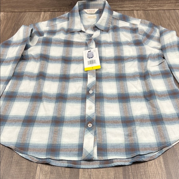 Weatherproof Vintage Blue and Brown Checkered Flannel Shirt - Picture 7 of 9